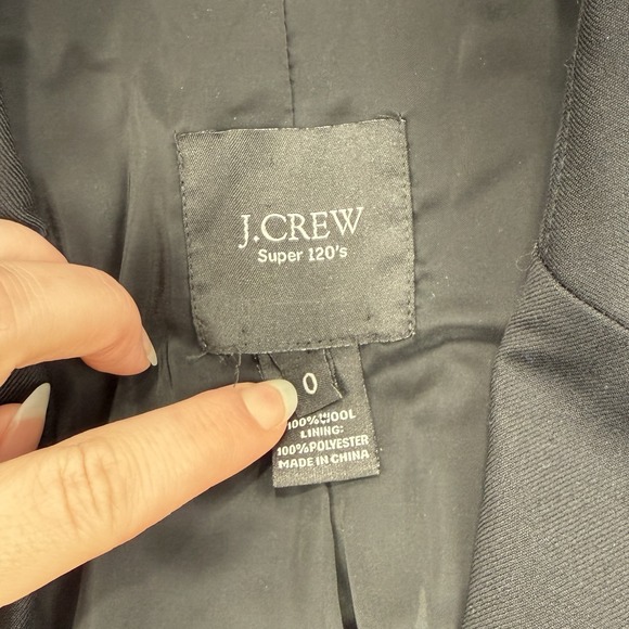 J Crew Blazer Womens 0 Black Super 120s 100% Wool Career Office Business Woman - Picture 2 of 12